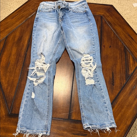Altar'd State Denim - Altar'd State Light Blue Distressed Straight Leg Jeans